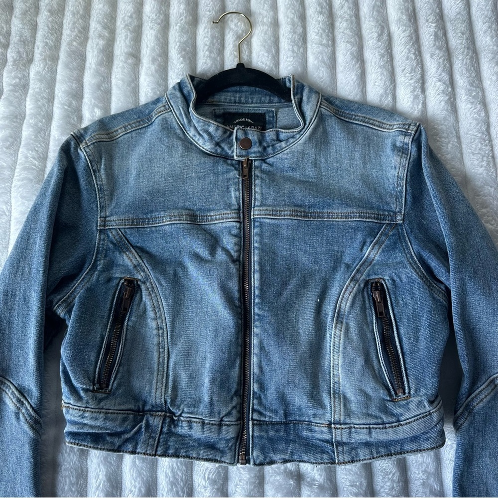 American Bazi Light Blue Cropped Jean Jacket - Picture 6 of 7